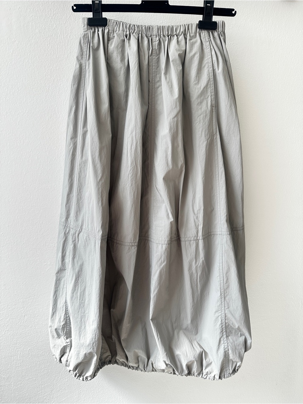 ZARA Light Gray Bubble Nylon Midi Skirt